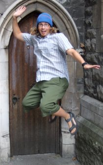 Jeremy outside of a church in Dublin